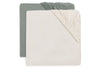 Fitted Sheet Jersey 60x120cm - Sea Green/Ivory - 2 Pack