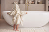 Bathrobe 3-4 year Stripe Terry - Olive Green - GOTS