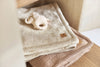 Blanket Cot 100x150cm Box Knit - Milky Coffee/Velvet - GOTS